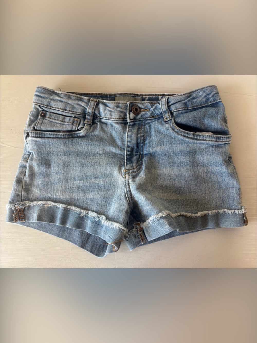 Girls Lucky Brand Light Blue Denim Frayed Hem Shorts